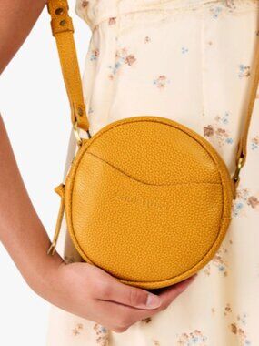 Portland Leather Mustard Yellow Round Crossbody Bag